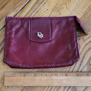 Dior Deep Red Leather Toiletry Bag